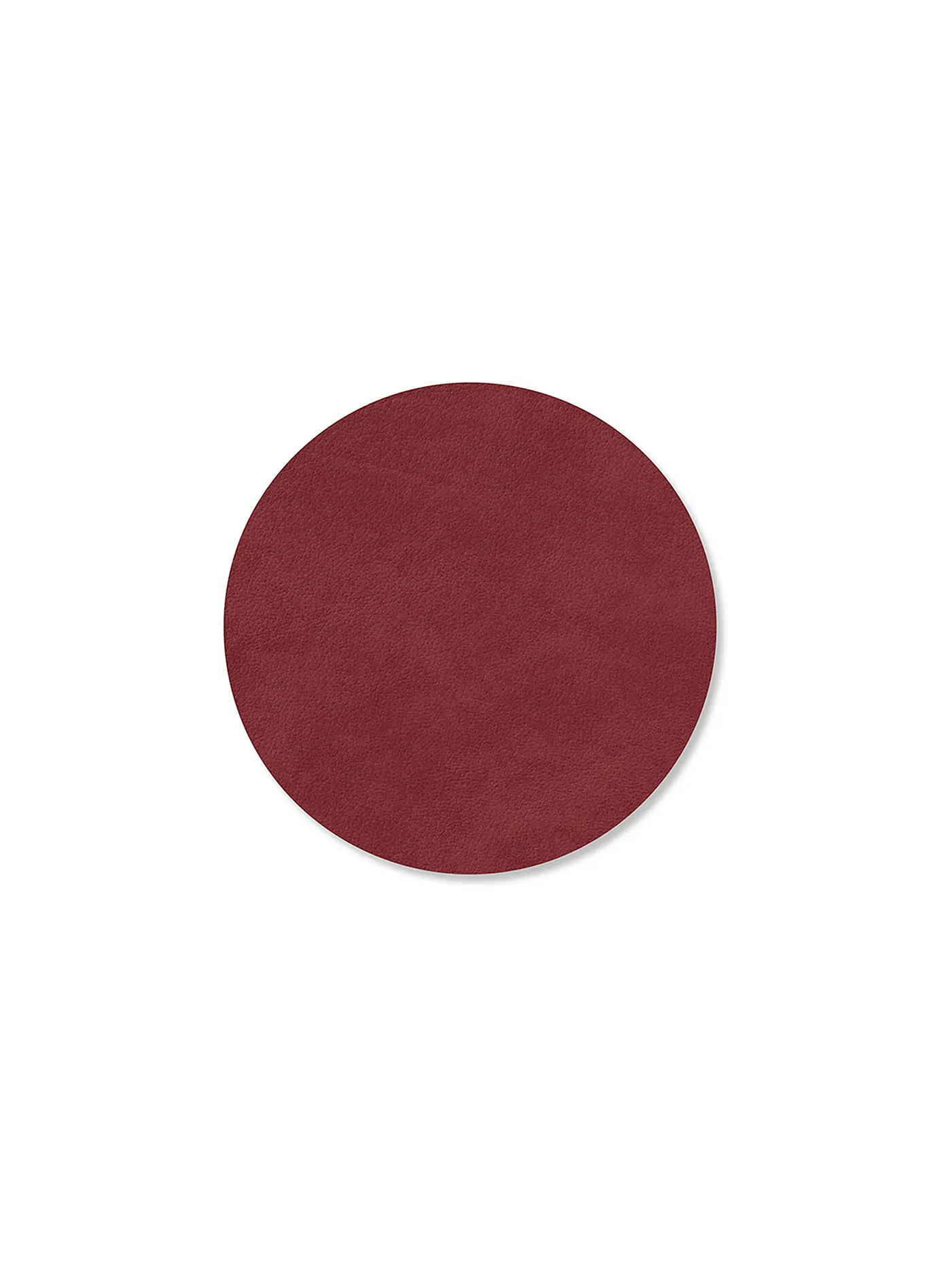 LIND DNA | Leder-Untersetzer rund Nupo 10cm Antracite | rot